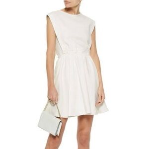 MAJE Rite Gathered Crepe Sleeveless Elegant White Fit and Flare Dress